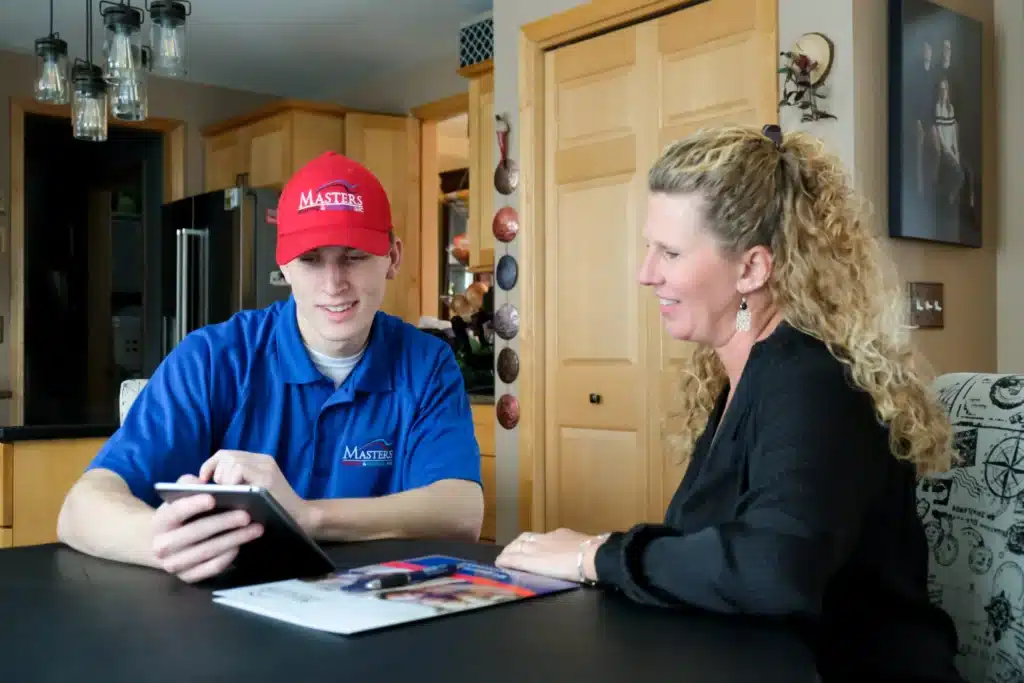 Discussion over a tablet at home.